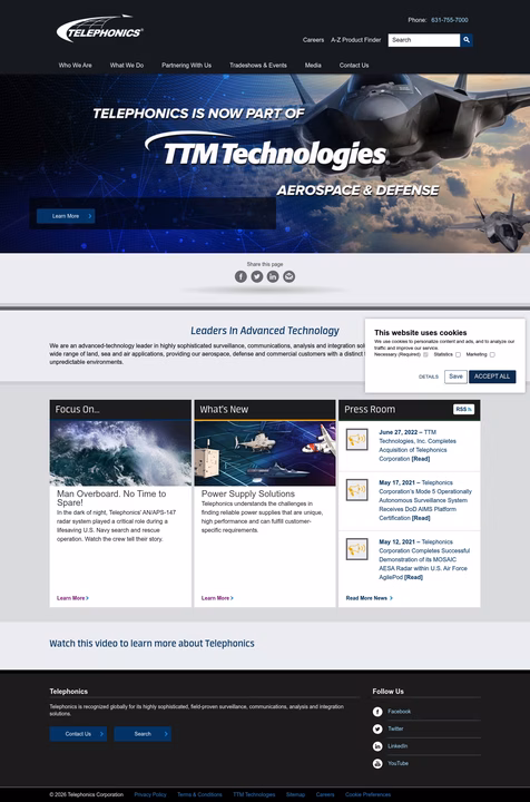 Telephonics Homepage 1440px