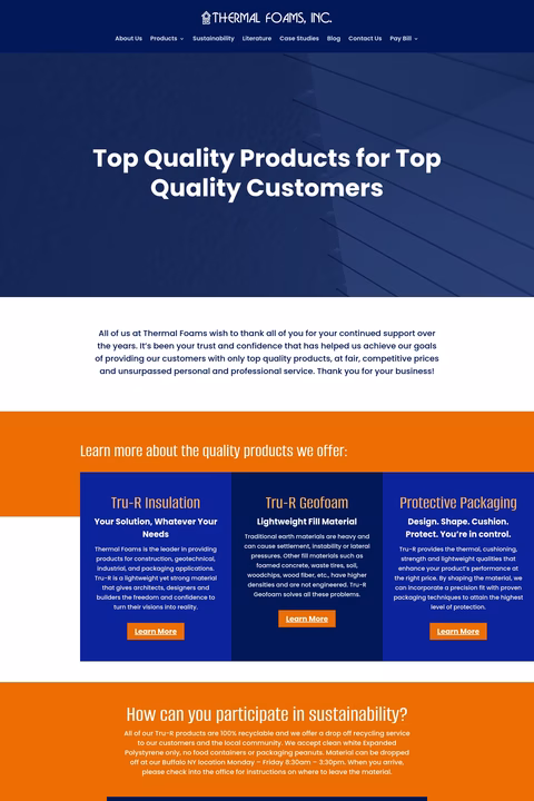 Thermal-Foams Homepage 1440px