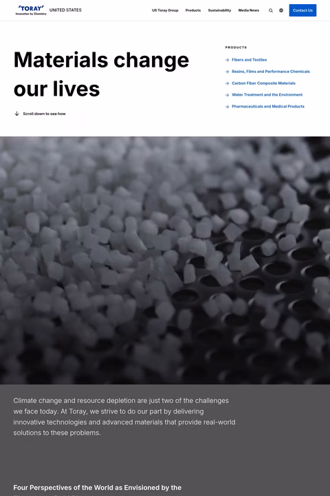 Toray-Industries-America Homepage 1440px