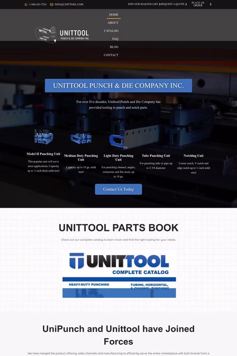 Unittool-Punch-Die-Company Homepage 1440px
