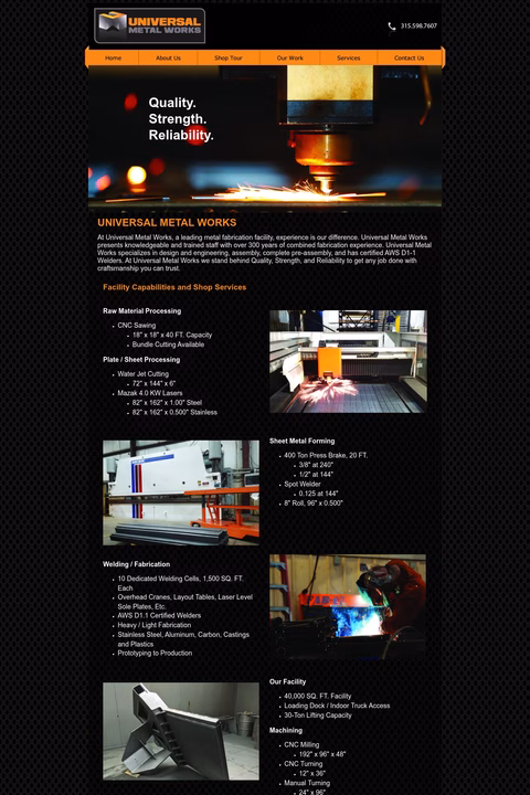 Universal-Metal-Works Homepage 1440px