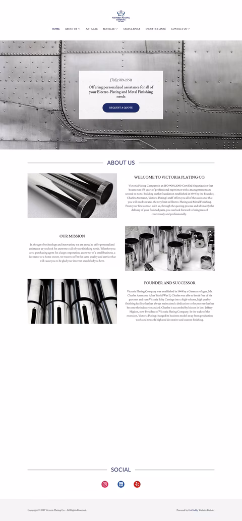 Victoria-Plating-Company Homepage 1440px