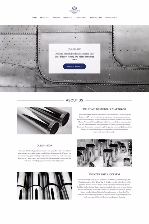 Victoria-Plating-Company Homepage 1440px