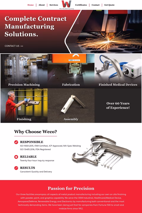 Weco-Manufacturing Homepage 1440px