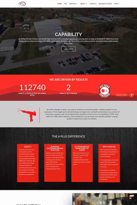 A-Plus-Powder-Coaters Homepage 1440px