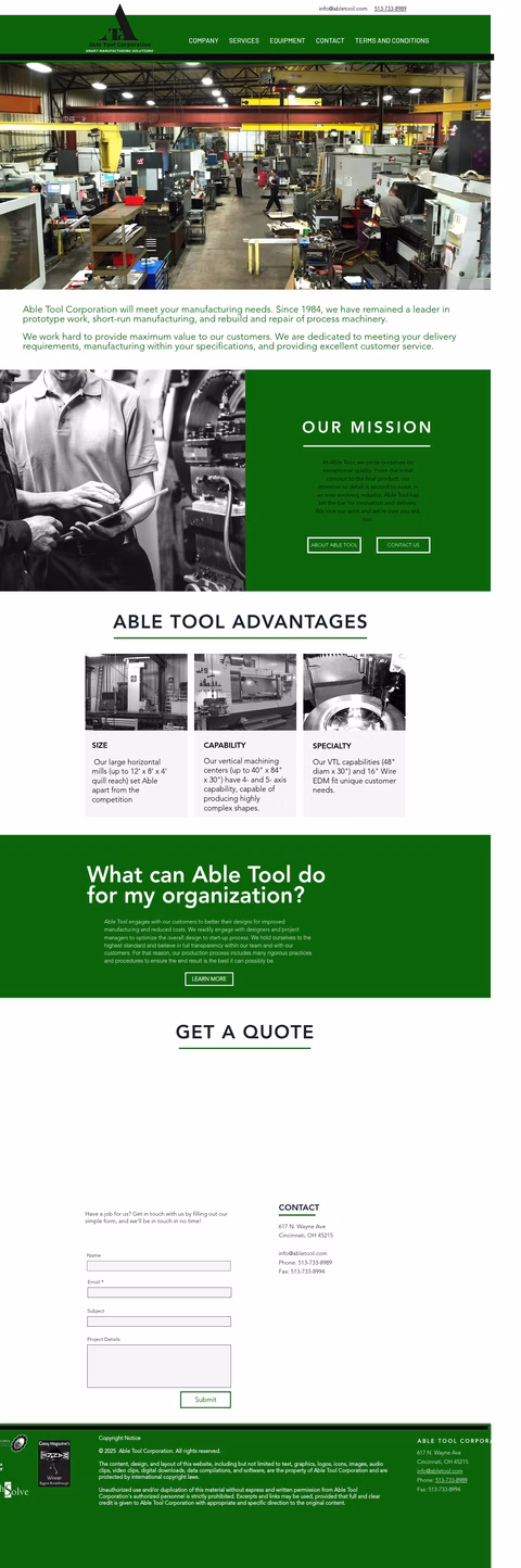 Able-Tool-Corporation Homepage 1440px