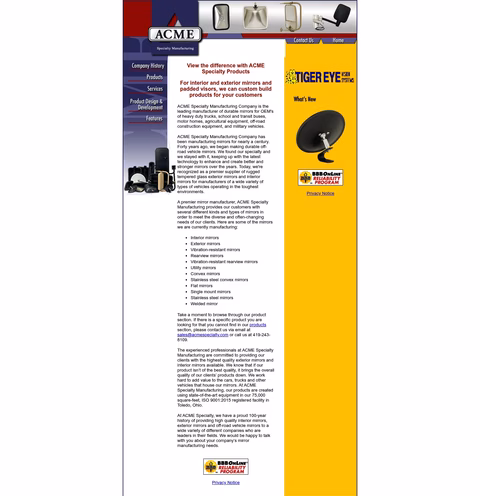 Acme-Specialty-Manufacturing Homepage 1440px