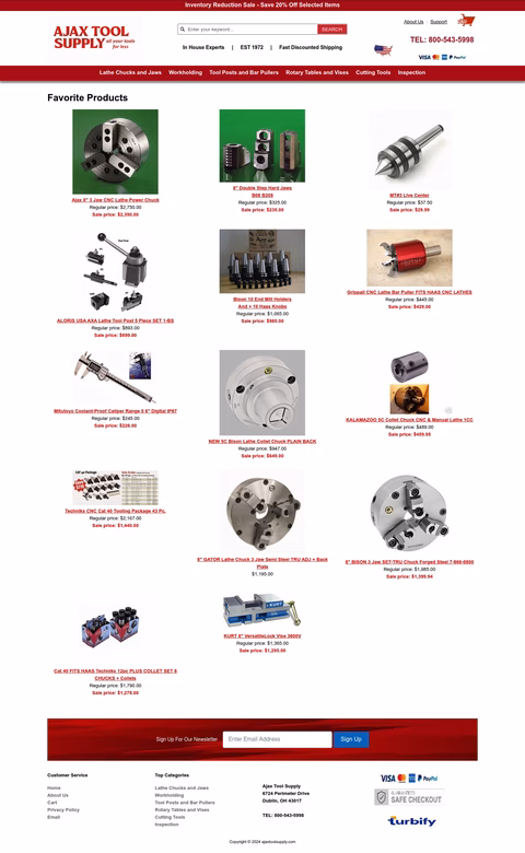 Ajax-Tool-Supply Homepage 1440px
