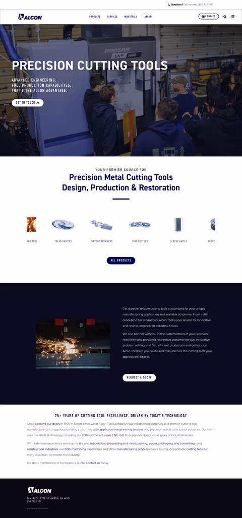 Alcon-Tool-Company Homepage 1440px