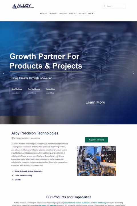 Alloy-Precision-Technologies Homepage 1440px