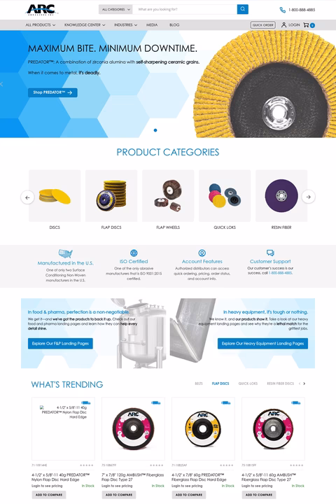 Arc-Abrasives Homepage 1440px