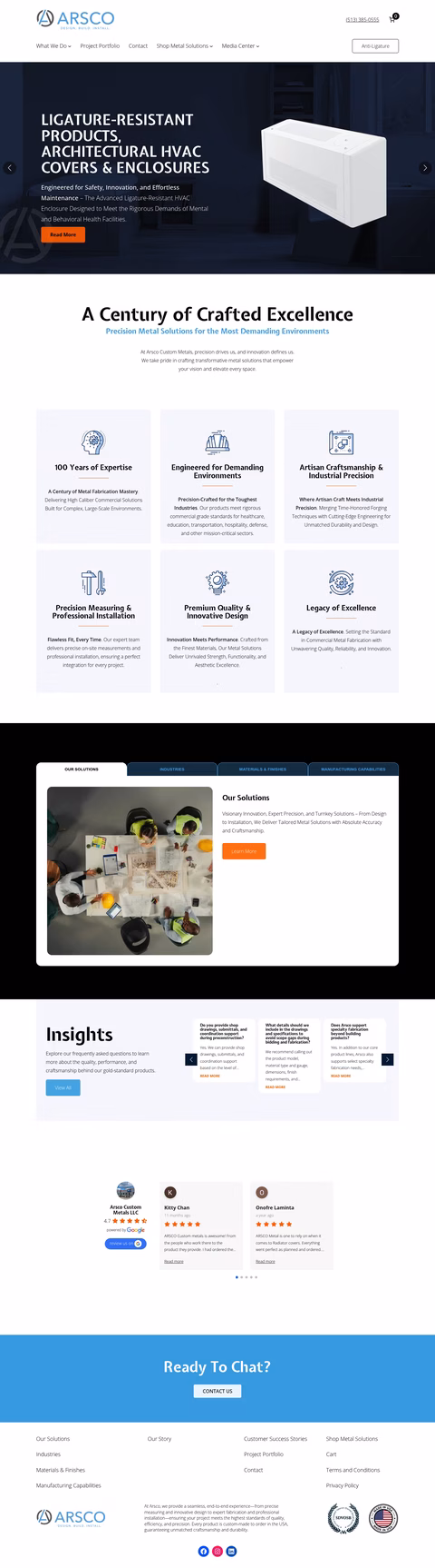 Arsco-Custom-Metals Homepage 1440px