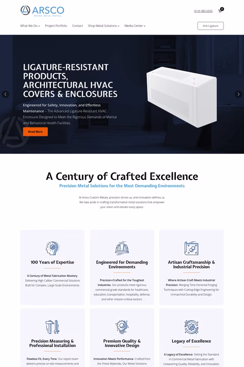 Arsco-Custom-Metals Homepage 1440px