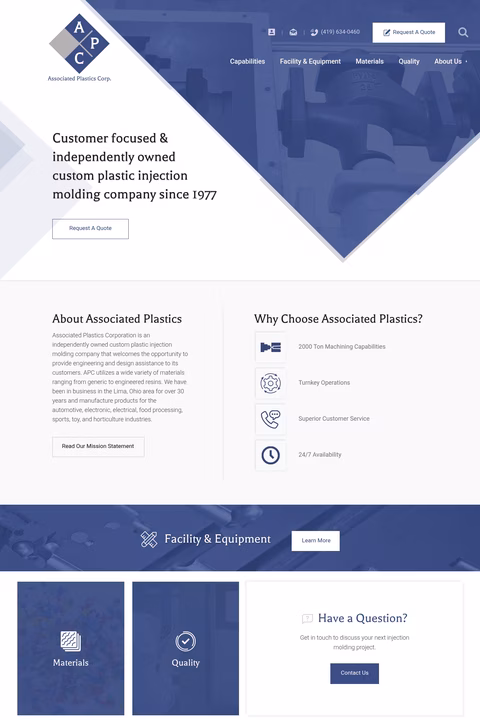 Associated-Plastics-Corporation Homepage 1440px
