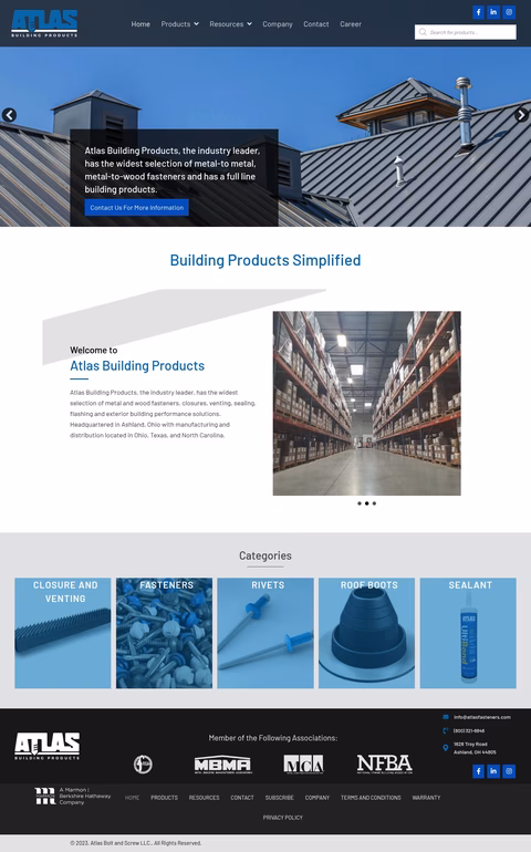 Atlas-Building-Products Homepage 1440px