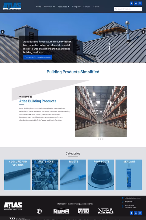 Atlas-Building-Products Homepage 1440px