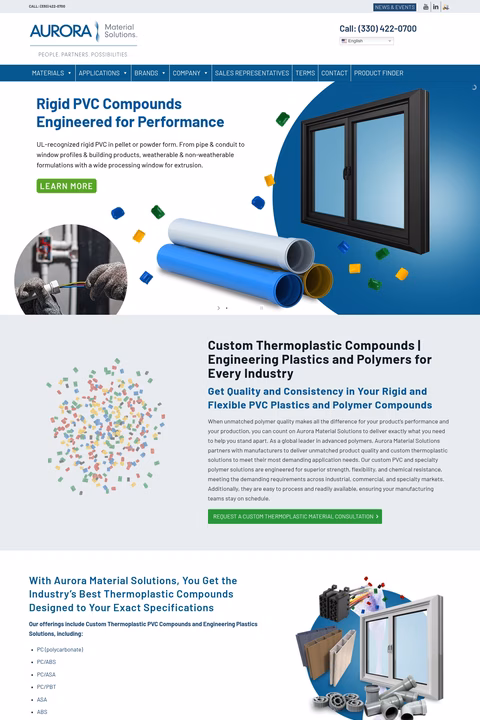 Aurora-Material-Solutions Homepage 1440px