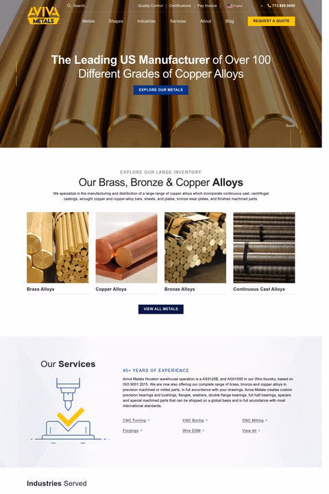 Aviva-Metals Homepage 1440px