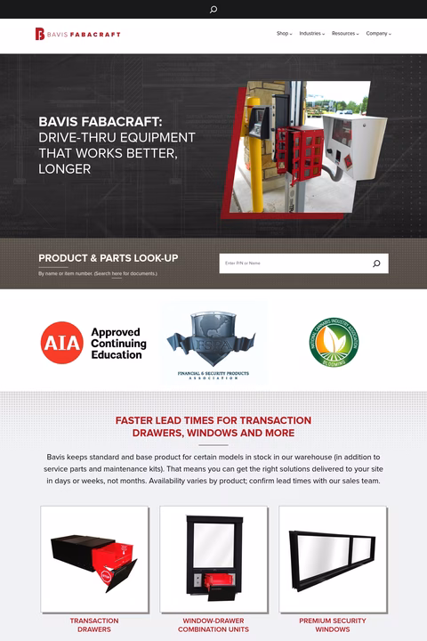 Bavis-Fabacraft Homepage 1440px
