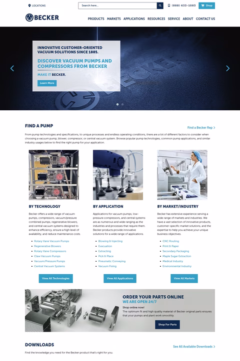 Becker-Pumps Homepage 1440px