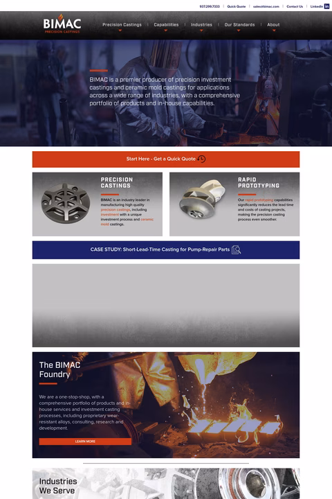 Bimac-Precision-Castings Homepage 1440px