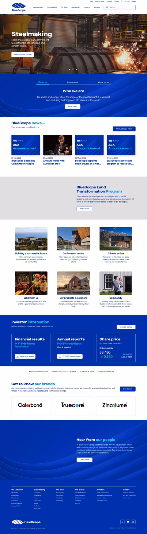 Bluescope Homepage 1440px