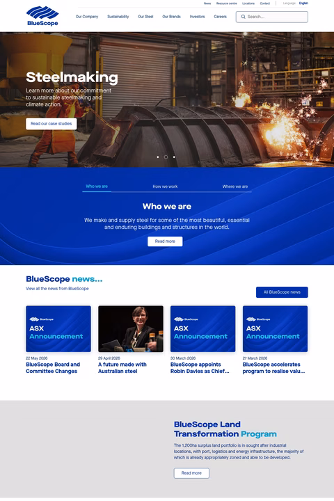 Bluescope Homepage 1440px