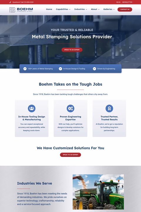 Boehm-Pressed-Steel Homepage 1440px