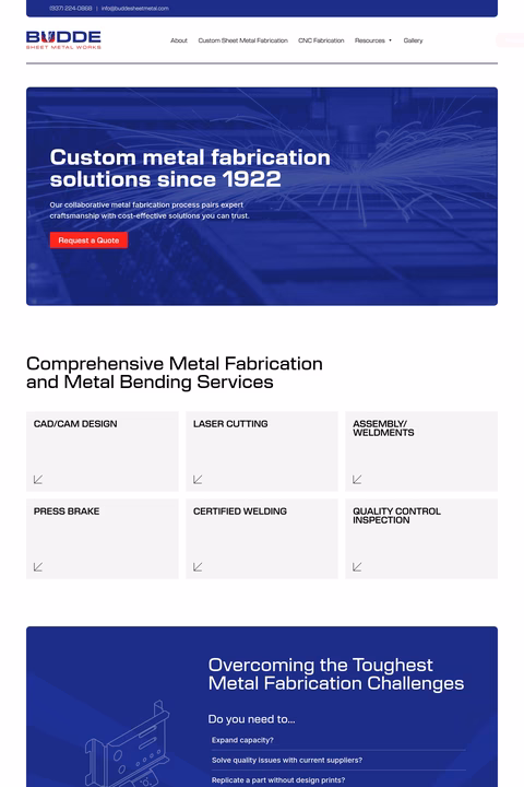 Budde-Sheet-Metal-Works Homepage 1440px