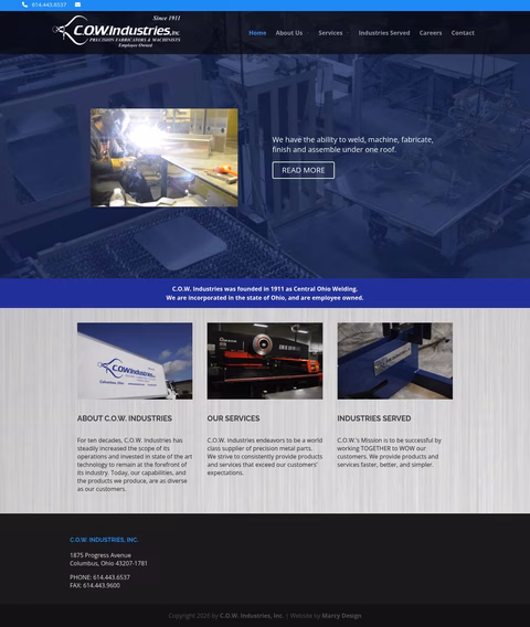 C-O-W-Industries Homepage 1440px