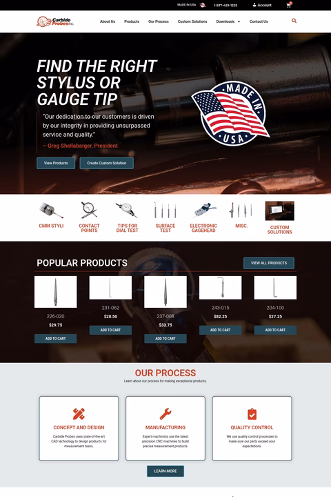 Carbide-Probes-Inc Homepage 1440px
