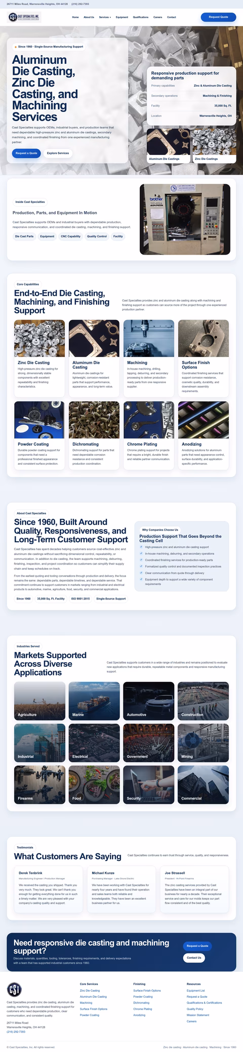 Cast-Specialties-Inc Homepage 1440px