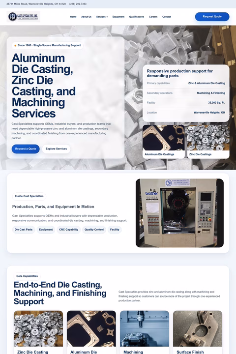 Cast-Specialties-Inc Homepage 1440px