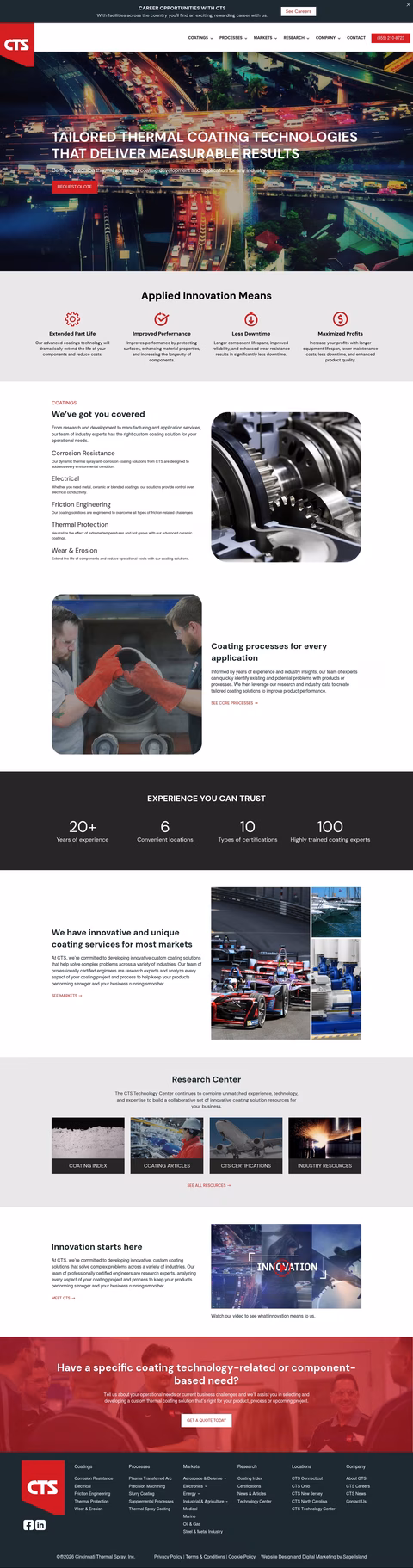 Cincinnati-Thermal-Spray Homepage 1440px