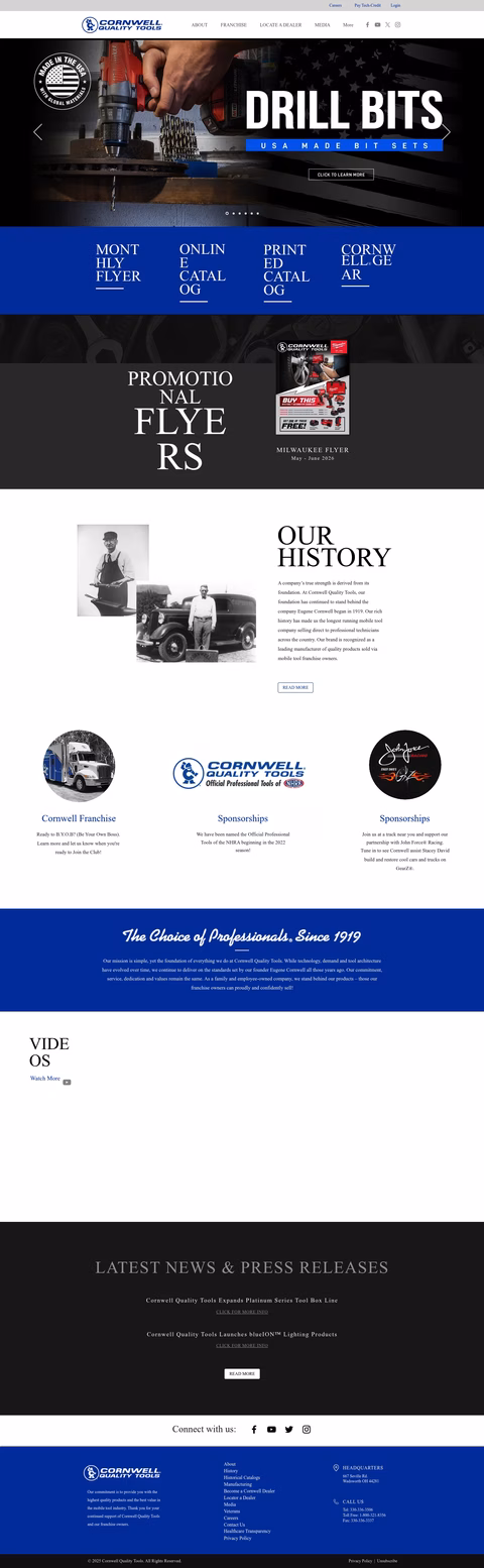 Cornwell-Quality-Tools Homepage 1440px