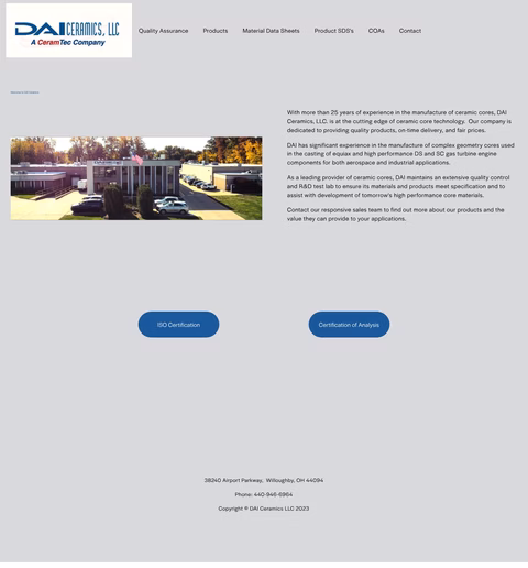 Dai-Ceramics Homepage 1440px