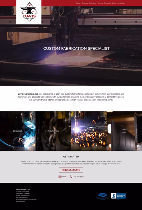 Davis-Fabricators Homepage 1440px