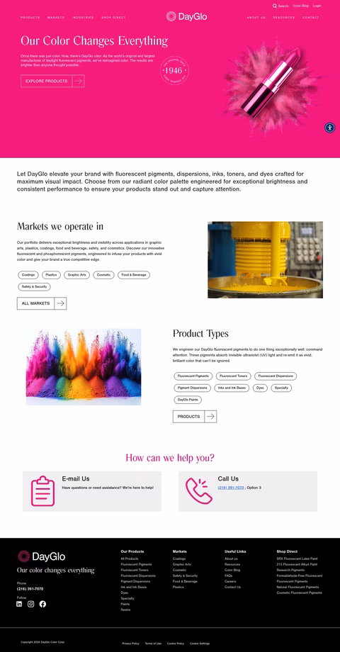 Dayglo-Color-Corporation Homepage 1440px