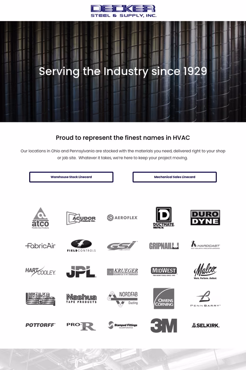 Decker-Steel-Supply Homepage 1440px