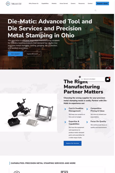 Die-Matic-Corporation Homepage 1440px