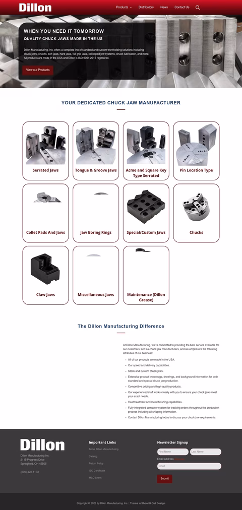 Dillon-Manufacturing Homepage 1440px