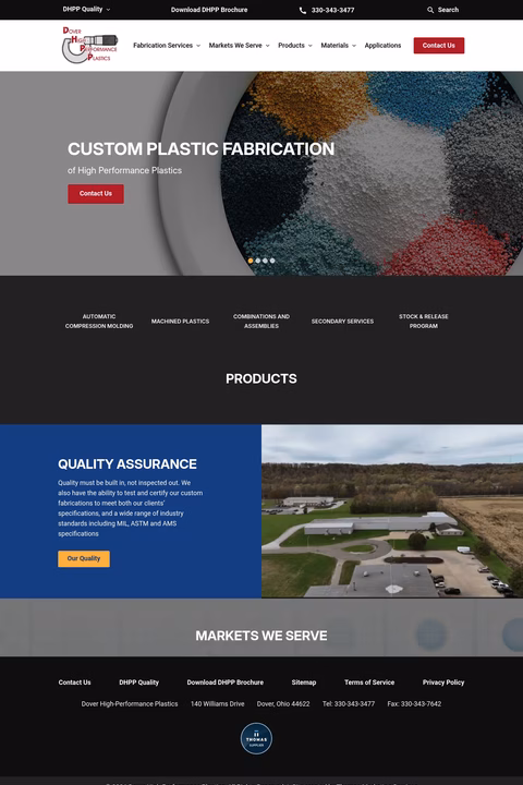 Dover-High-Performance-Plastics Homepage 1440px