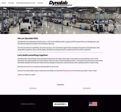 Dynalab-Electronic-Manufacturing-Services Homepage 1440px