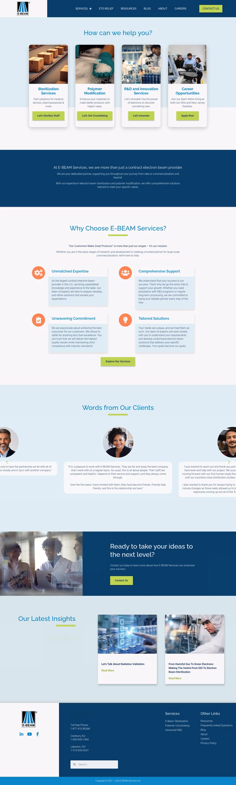 E-Beam-Services Homepage 1440px