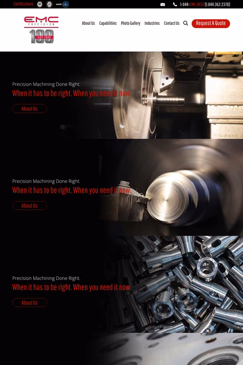 Emc-Precision Homepage 1440px