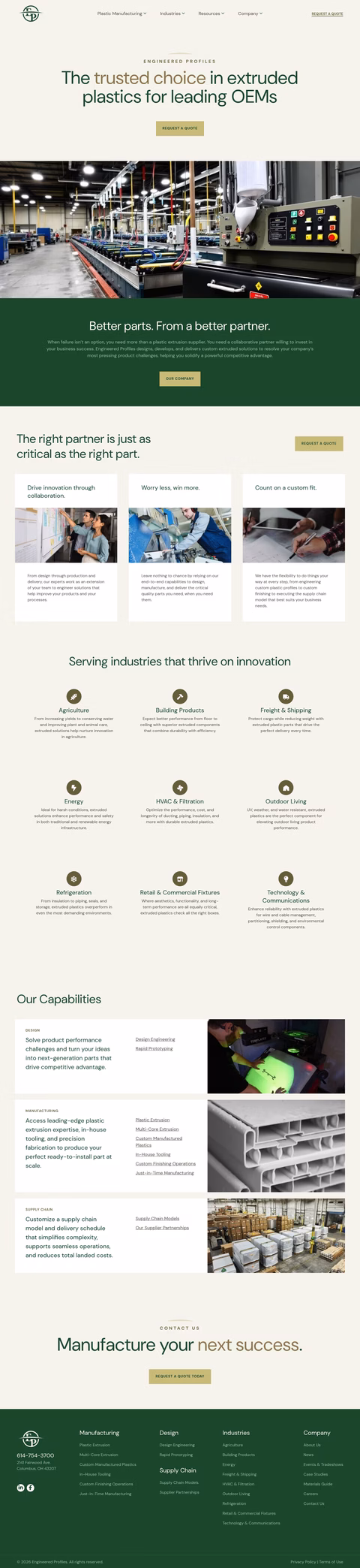 Engineered-Profiles Homepage 1440px