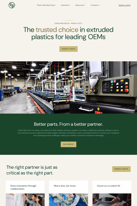 Engineered-Profiles Homepage 1440px