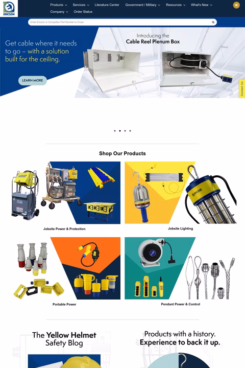 Ericson-Manufacturing Homepage 1440px