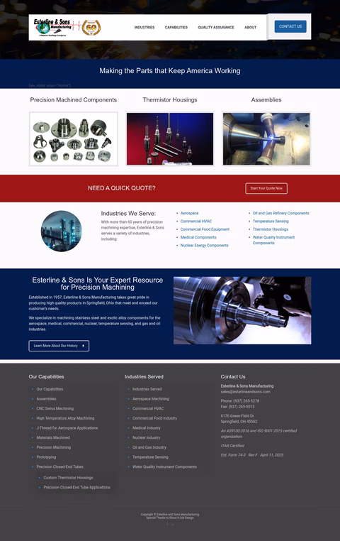 Esterline-Sons-Manufacturing Homepage 1440px