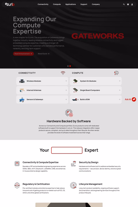 Ezurio Homepage 1440px